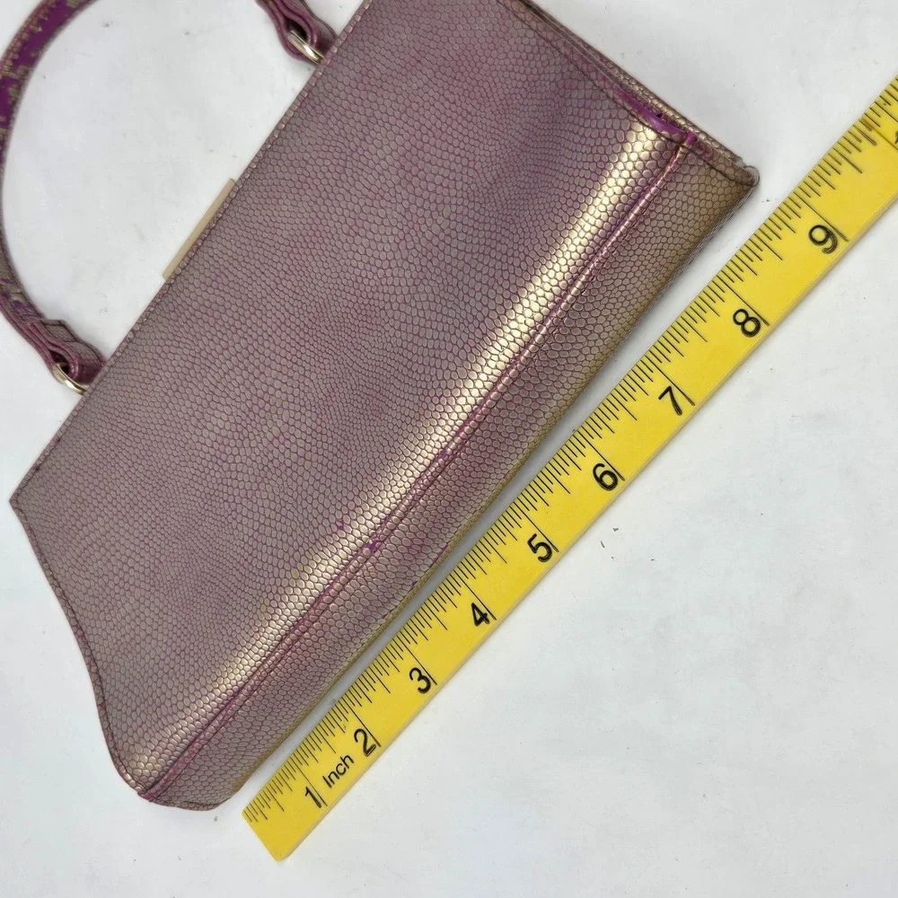 Carlos Santana Metallic Gold‎ Purple Snakeskin Embossed Frame Clutch Handbag